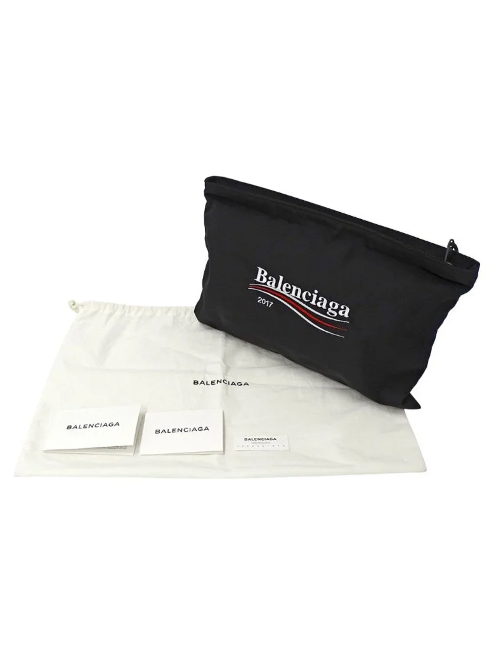 Balenciaga Clutch Campaign Logo Nylon Black Pouch